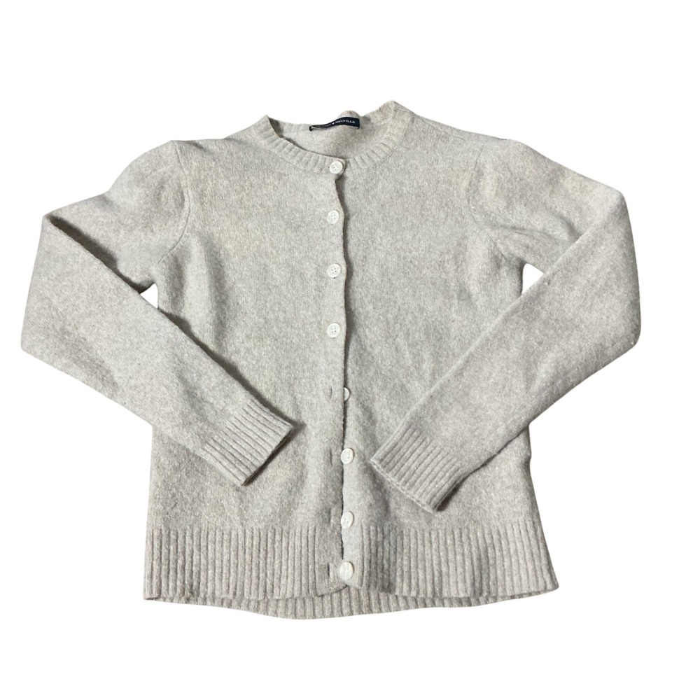 Brandy Melville Wool Blend Cardigan Women OS Oatmeal Heather Knit Button Sweater